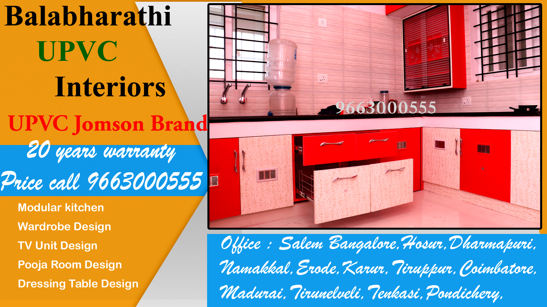red and white colors modular kitchen